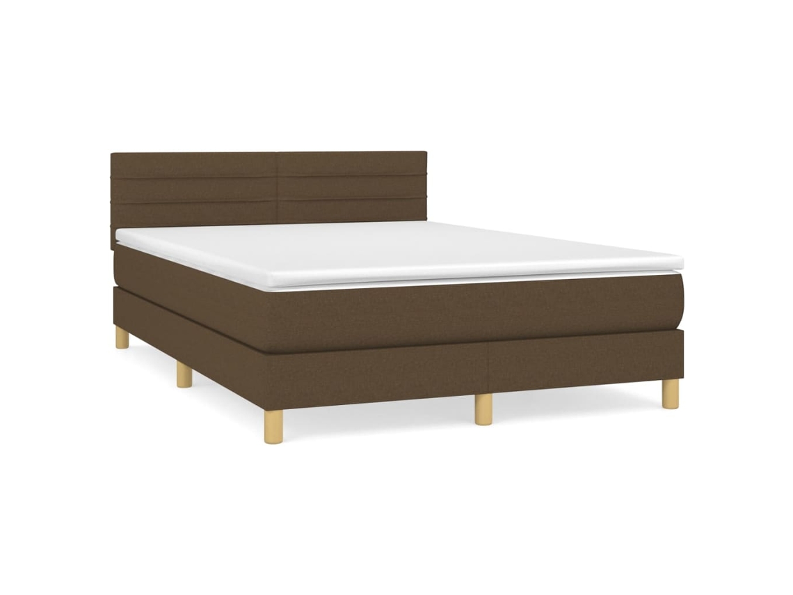 Maison Exclusive - Cama Box Spring Con Colchón Tela Marrón Oscuro 140x200 Cm