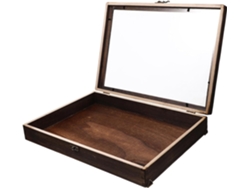 Vitrina De Madera De Carbono De 365x265x6 Cm Con Tapa Transparente Y Espuma Blanca.