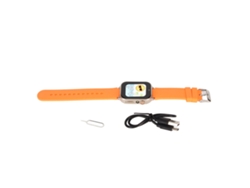 Reloj inteligente Aetheria para niños con doble cámara, teléfono HD multifuncional para niños y niñas, color naranja.