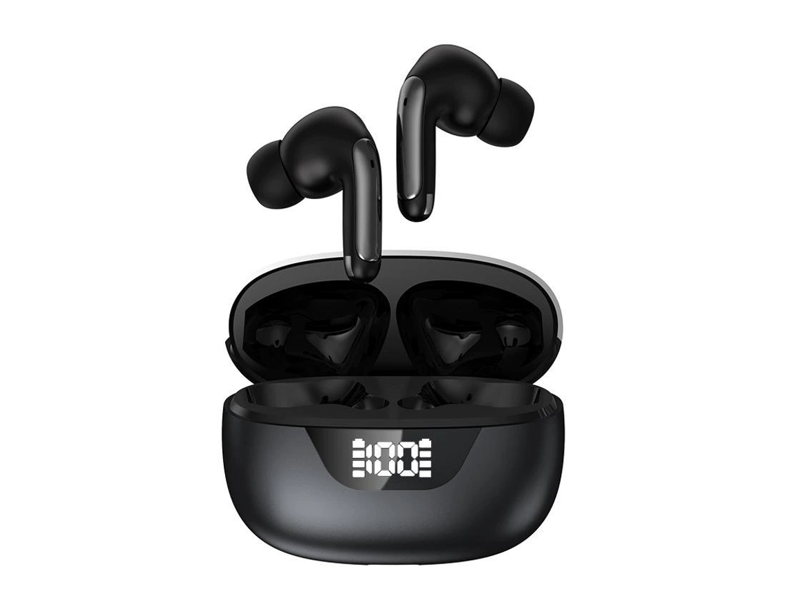 Auriculares inalámbricos intrauditivos con pantalla LED, resistentes al agua, Bluetooth, negros