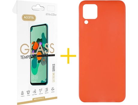 Kit Funda + Protector de Pantalla Huawei P40 Lite ACCETEL Cristal Templado 6960 Rojo