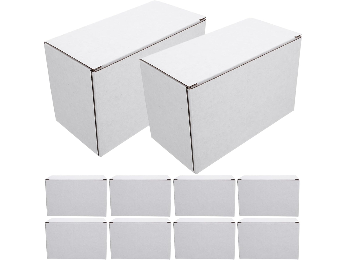 Cajas De Papel Blanco Sin Pegamento Ni Cinta Adhesiva, Paquete De 10 Unidades Para Embalaje Y Transporte.
