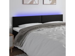 Cabecero Con Led Cuero Sintético Negro 180x5x78/88 Cm