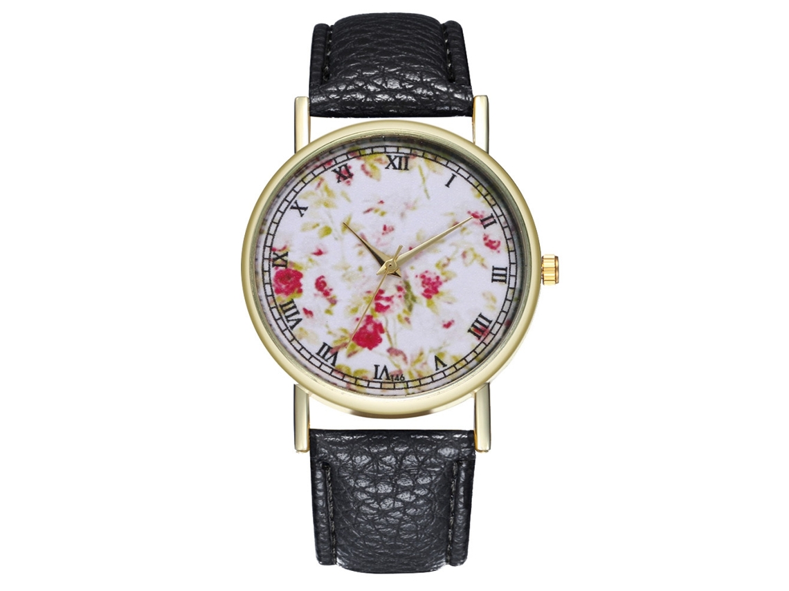 Reloj De Pulsera Analógico De Acero Y Cuero Moda Casual Regalo Unisex (negro)