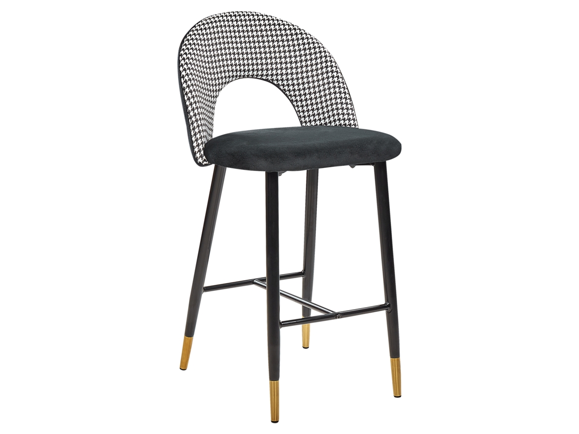 Conjunto de 2 cadeiras de bar BELIANI Falton de Veludo Preto 48x49x98