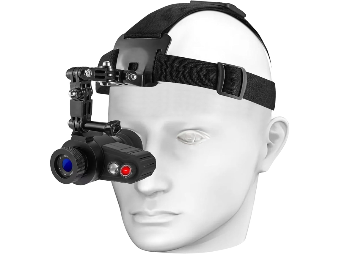 Gafas monoculares de visión nocturna con correa elástica para la cabeza, telescopio de 1,54", pantalla Chronus HD (negro)