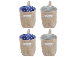 Bolsas de almacenamiento para pared, bolsas colgantes, cesta de lino y algodón, cesta plegable para pared