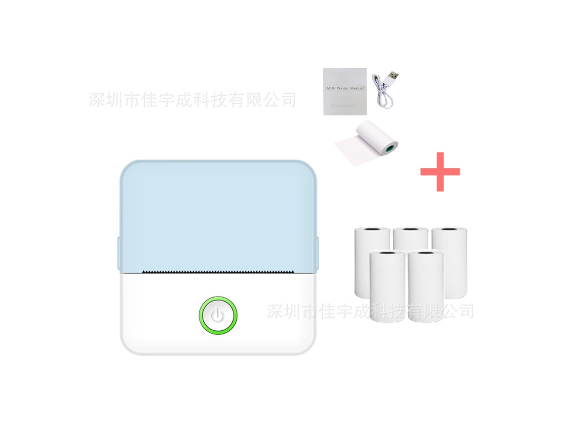 Impresora Térmica Portátil Con 5 Rollos De Papel Para Imprimir Diarios, Fotografías, Notas, Memorandos Azul SIURN