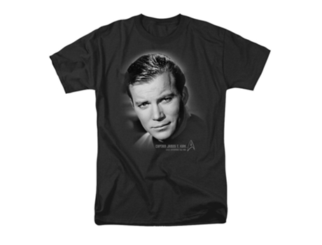 Camiseta ROCKINSTONE con retrato del capitán Kirk de Star Trek (Algodón - L)