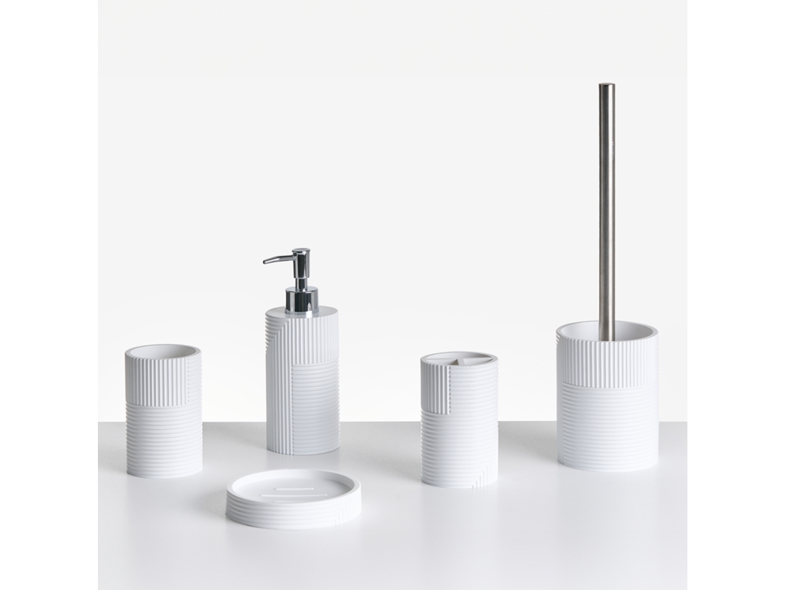 Juego de 5 accesorios de baño Beliani Sepahua en poliresina blanca 10x10x37