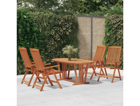 Conjunto 5 de comedor para jardín VIDAXL madera maciza de eucalipto
