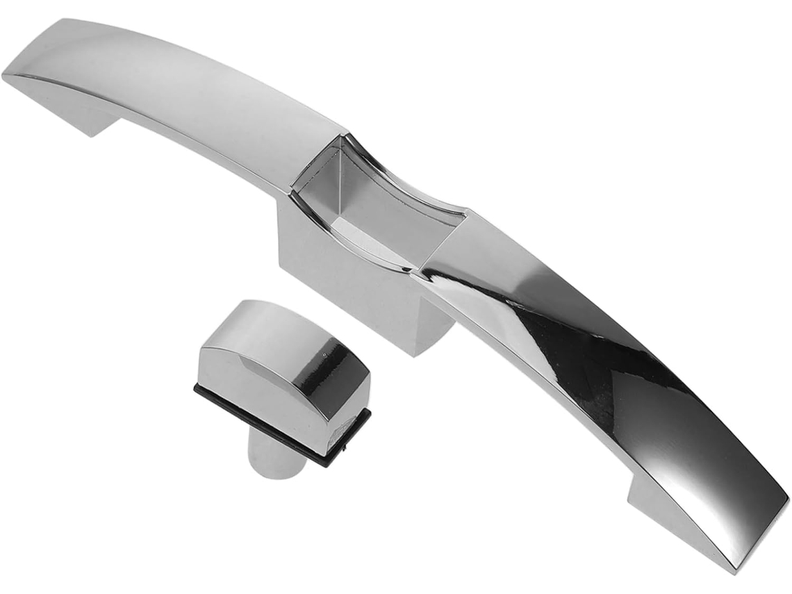 Manilla Curva De Metal Plateado Para Puerta De Autocaravana, Repuesto Ergonómico, Accesorio Versátil.