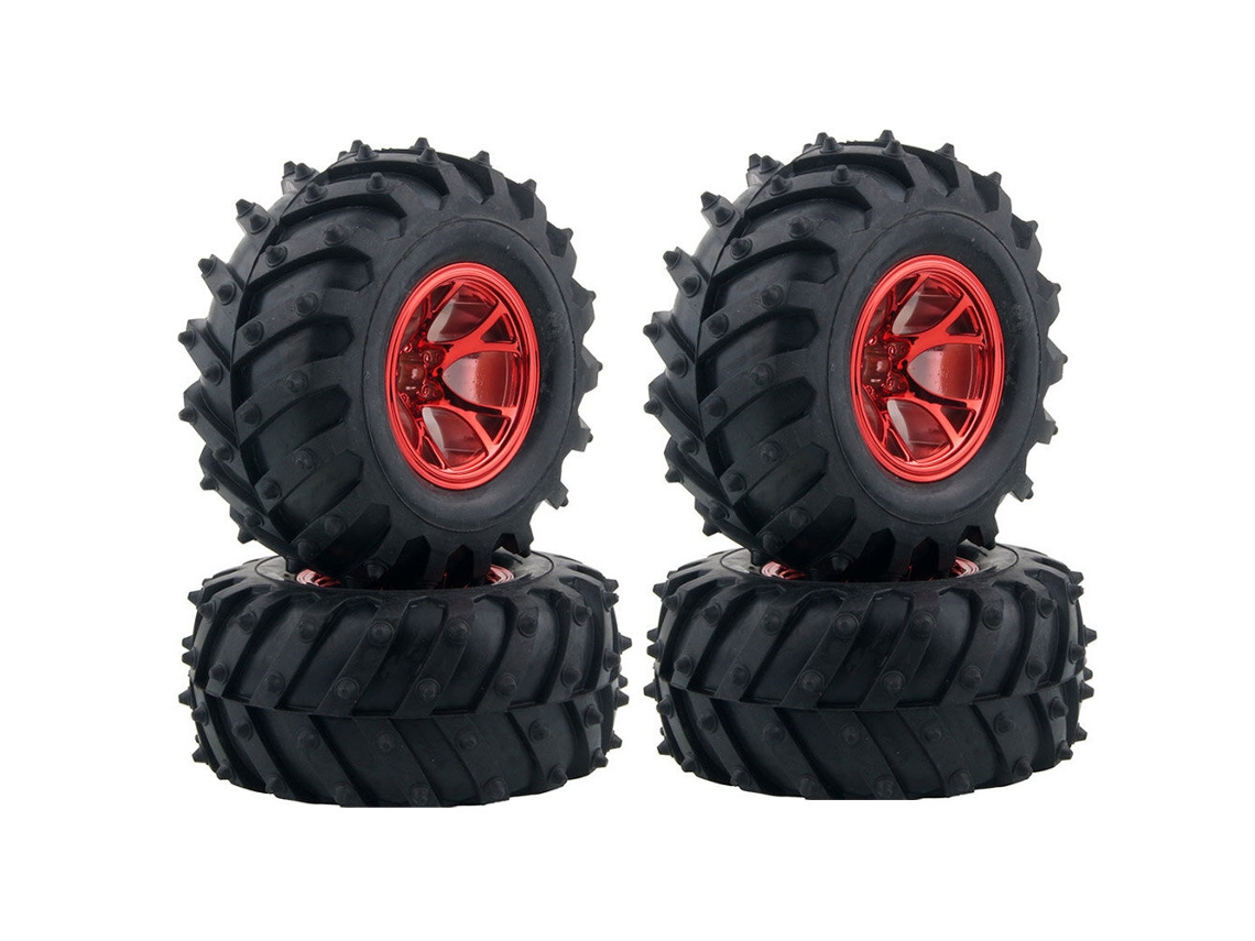 Red4pcs/per Austar Wheel Tires Plastic Wheel Rims For 1/10 Rc Crawler Hsp Hpi Car Parts