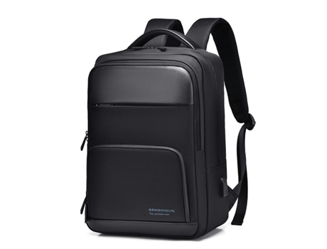 Mochila para Computadora Portátil para Oficina de Negocios, Mochila de Viaje con Puerto de Carga USB Bolsa Resistente al Agua para Hombres-Negro