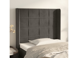 Cabecero Con Orejas De Terciopelo Gris Oscuro 93x16x118/128 Cm