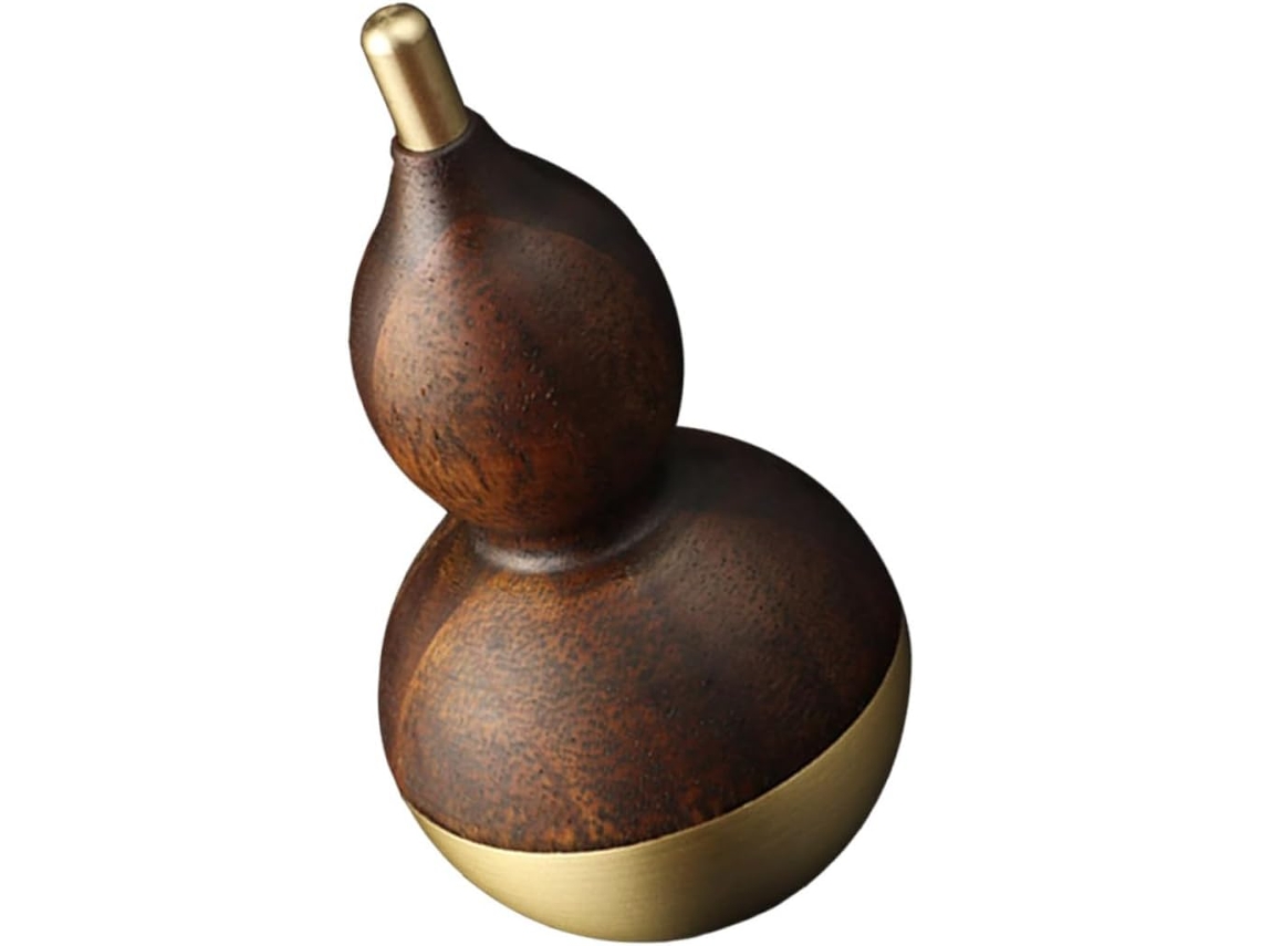Calabaza Decorativa Artesanal, De Cobre Puro Y Madera De Nogal, Adorno De Mesa.