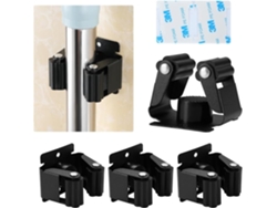 4 Soportes Inox Adhesivos Para Fregona Y Herramientas En Pared