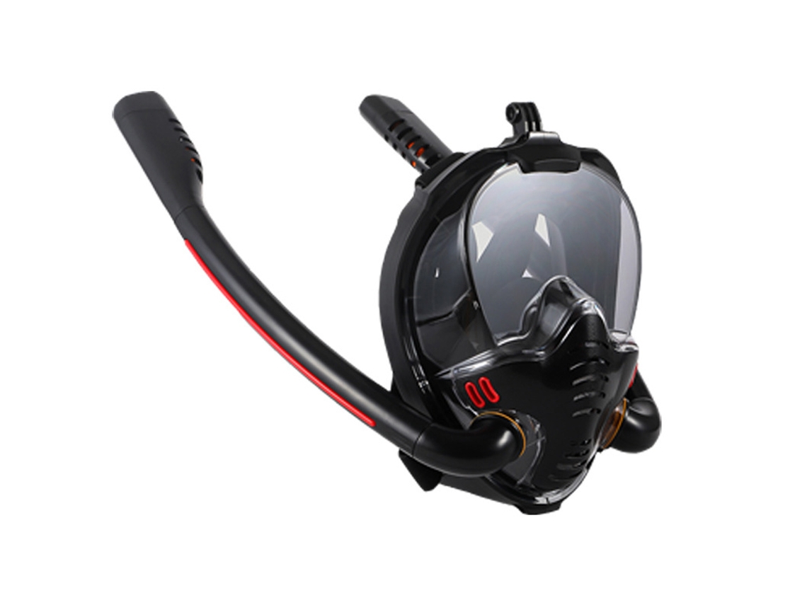 JILLIOPER Máscara de Snorkeling con Tubo Doble 180 Grados Silicona Policarbonato Negro