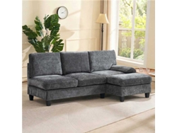 Sofá 3 Plazas 194x118x81 Cm - Lateral, Cama Y Lounge, Para Salón Y Dormitorio - Gris
