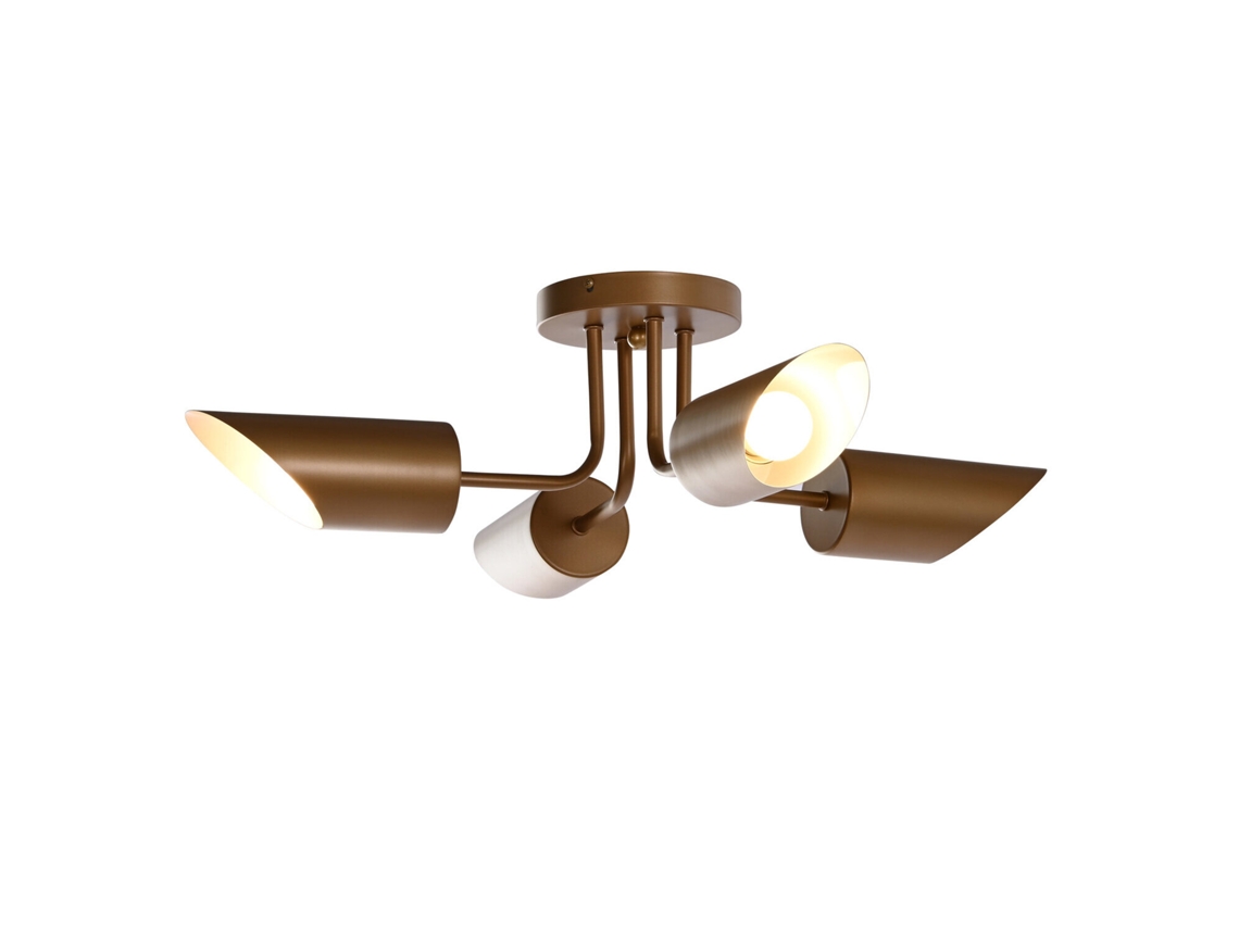 Lampara Techo Metal 4 Focos Dorado 67x67x20cm