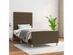 Syfax™ Estructura De Cama Sin Colchón Tela Marrón Oscuro 90x200 Cm