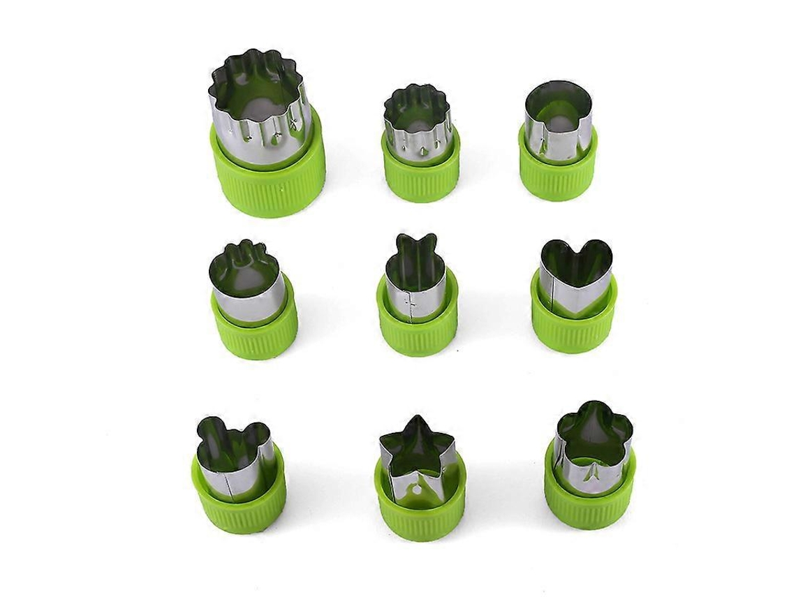 Cortadores De Galletas De Acero Inoxidable Para Verduras Frutas, 12 Piezas Verdes, Molde Para Hornear Decoración Infantil