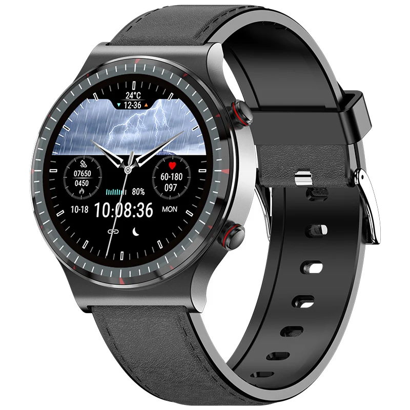 (todo Em Couro Preto) Smartwatch De Monitoramento De Saúde Com Ecg De Grau Médico E Temperatura Corporal Óptica Multicanal.