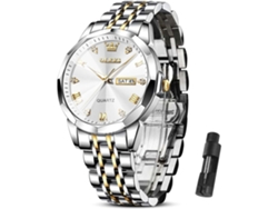 Reloj Masculino Resistente Al Agua De Cuarzo En Acero Inoxidable Con Fecha Blanco Yuysan