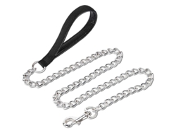 2026-cadena De Lazo Para Perros Grande, Acero Cromado Resistente A Mordiscos, Mango Acolchado, 6'/4.0mm, Ideal Para Paseos Y Entrenamiento