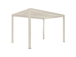Pérgola Bioclimatique 4x3 M Autoportée Motorisée En Aluminio Crã¨me Avec àclairage Led Oviala