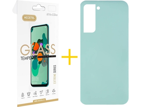 Carcasa + Protector de Pantalla para Samsung Galaxy S22 Plus 5G ACCETEL Verde Agua