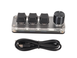 Baoj-2026teclado Mini Usb De 3 Teclas Com Knob Programável Diy Conexão Type C Switch Azul Para Gaming Unimanual Preto