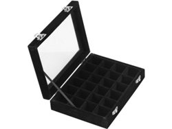Caja Para Guardar Joyas Con Tapa De Cristal Y Cierre Para Anillos Y Colgantes (negra)