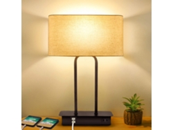 Lámpara de mesa moderna con control táctil regulable de 3 niveles, 2 puertos USB y toma de CA, base de metal y LED incluidos.