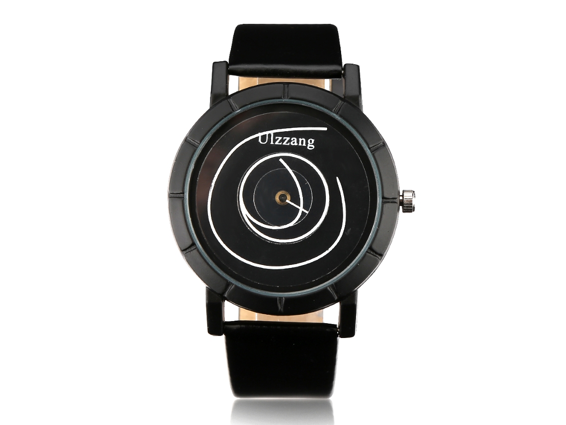 Reloj De Pulsera Ulzzang Creativo De Cuarzo Con Correa De Cuero Sintético Y Esfera Negra.