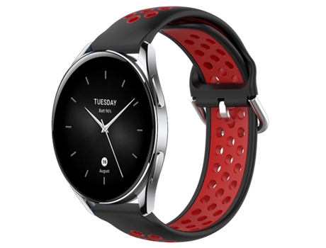 Correa de reloj inteligente para Xiaomi Watch S2 42 mm 22 mm Correa de reloj deportivo transpirable perforada de silicona (negro + rojo)