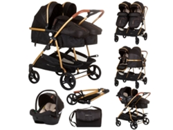 Carrito de bebé gemelar DÚO SMART con 1 grupo 0 obsidian gold CHIPOLINO