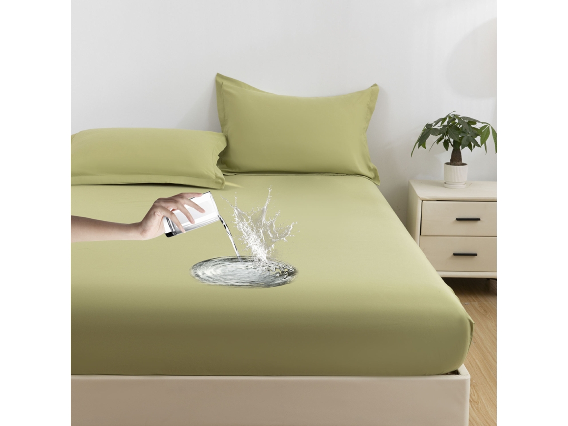 Protector De Colchón Impermeable, Funda De Almohada No Incluida, Suave Y Delicado Para La Piel, Color Verde, 180x200cm. Panoona