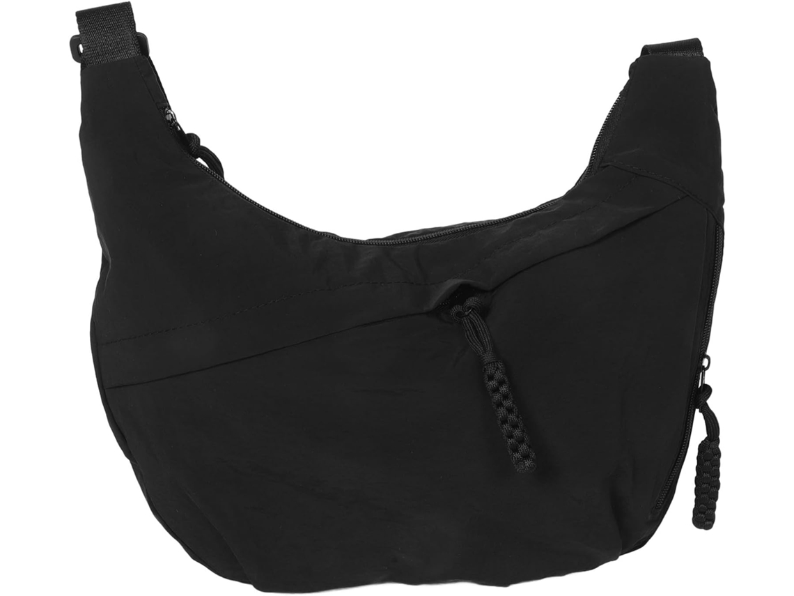 Bolso De Hombro Ciieeo Para Mujer, Color Negro, De Lona Con Forma De Media Luna, Grande Y Cómodo.