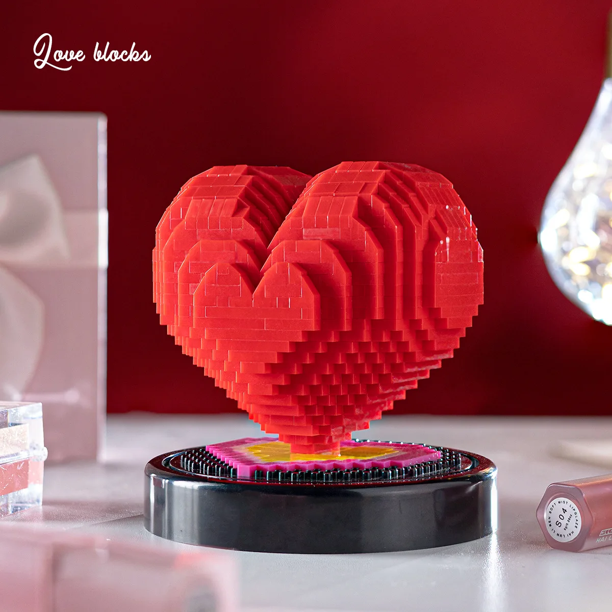 Bloque Rojo Amor Modelo, Mini Bloque De Montaje, Juguetes Educativos, Regalos Para Niñas