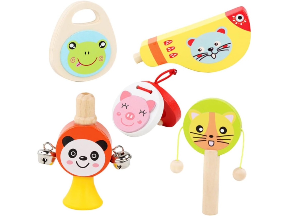 Juego De 5 Instrumentos Musicales De Madera Para Niños Y Niñas Instrumentos De Percusión Educativo
