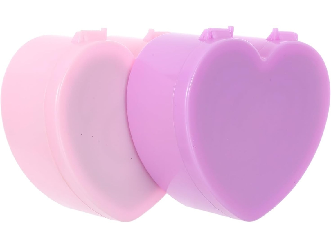 Juego De 2 Joyeros Con Forma De Corazón Para Niñas, Organizador De Doble Compartimento Con Espejo.