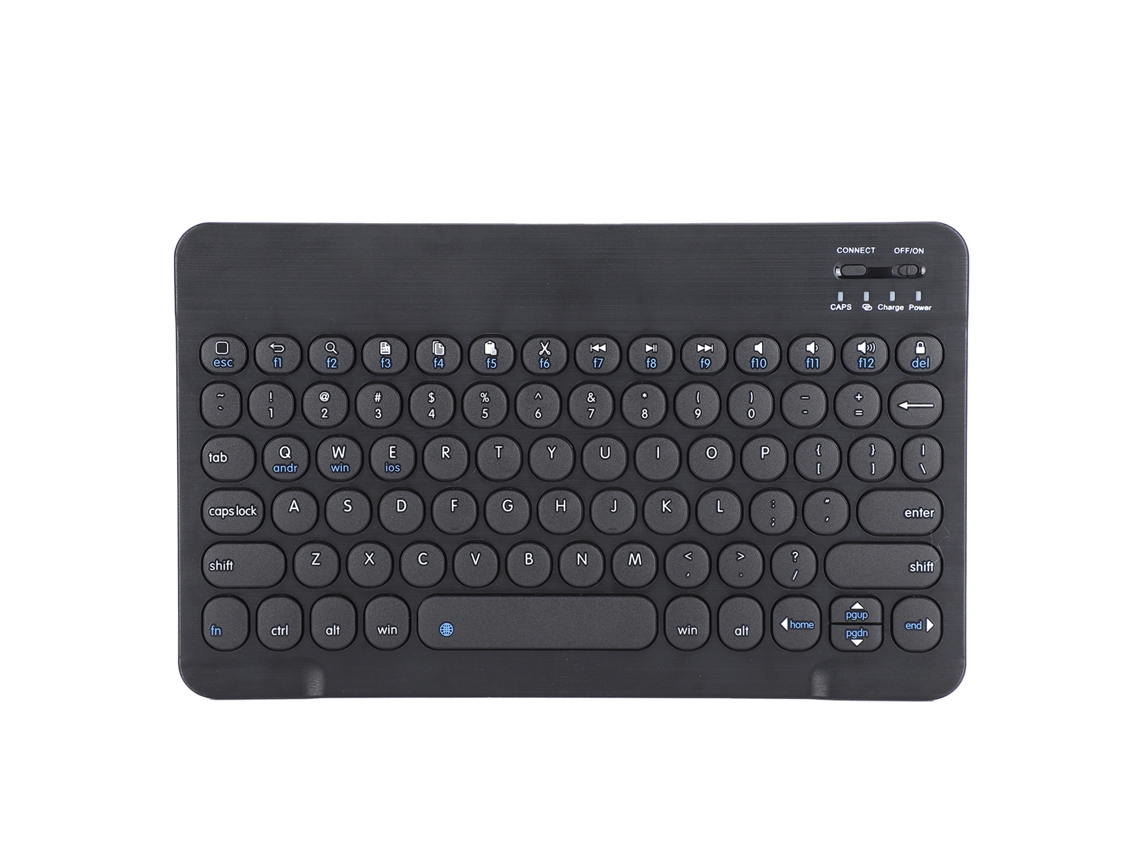 Teclado Bluetooth inalámbrico ultrafino de estilo retro punk para Windows, OS X, Android e iOS, color dorado (negro)