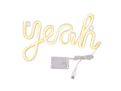 Letrero De Neón Led Con Forma De "yeah", Luz Nocturna Suave, Iluminación Uniforme, Montaje Decorativo En Pared, Blanco Cálido, Funciona Con Usb/pilas.