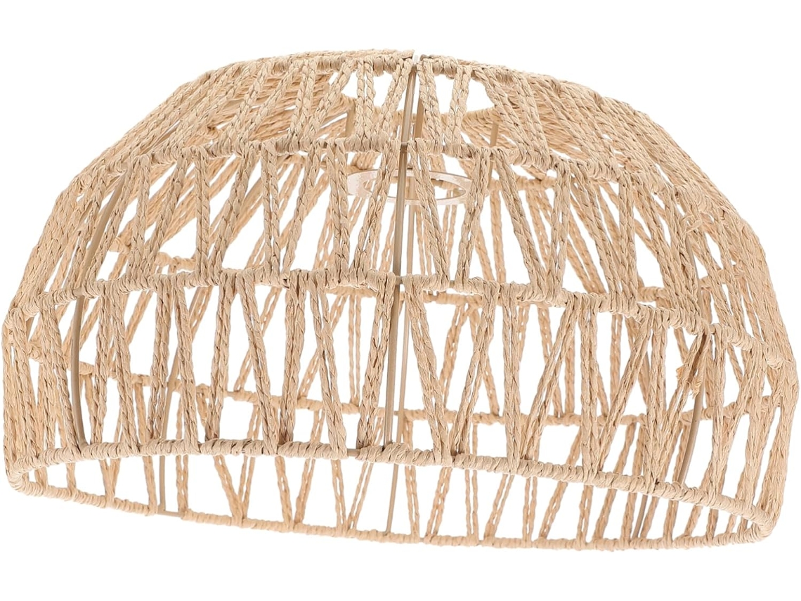 Tambor De Cuerda De Ratán Natural Tejido, Luz Interior Para Techo Y Lámpara De Escritorio.