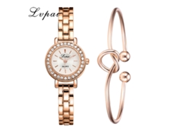 Elegante Reloj De Pulsera De Cuarzo Para Mujer De Estilo Casual Con Brazalete De Oro Rosa Y Blanco.