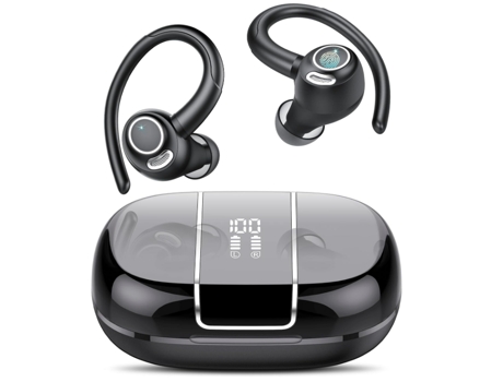 Auriculares inalámbricos, CHRONUS 3D estéreo inalámbricos, pantalla LED 48H auriculares inalámbricos con ganchos para las orejas, IP7 impermeable p...
