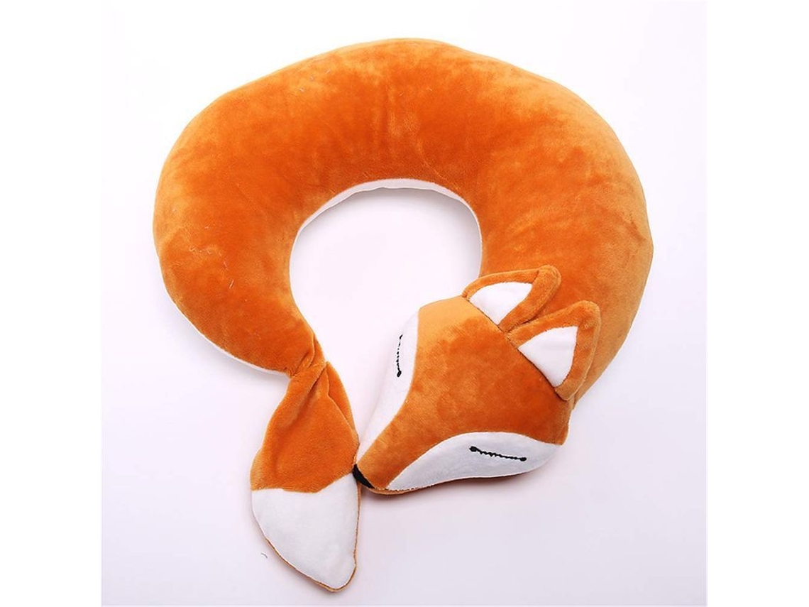 Dan26-almohada Cervical Viaje Zorro Animal Suave Peluche Caliente Marrón Para Aviones