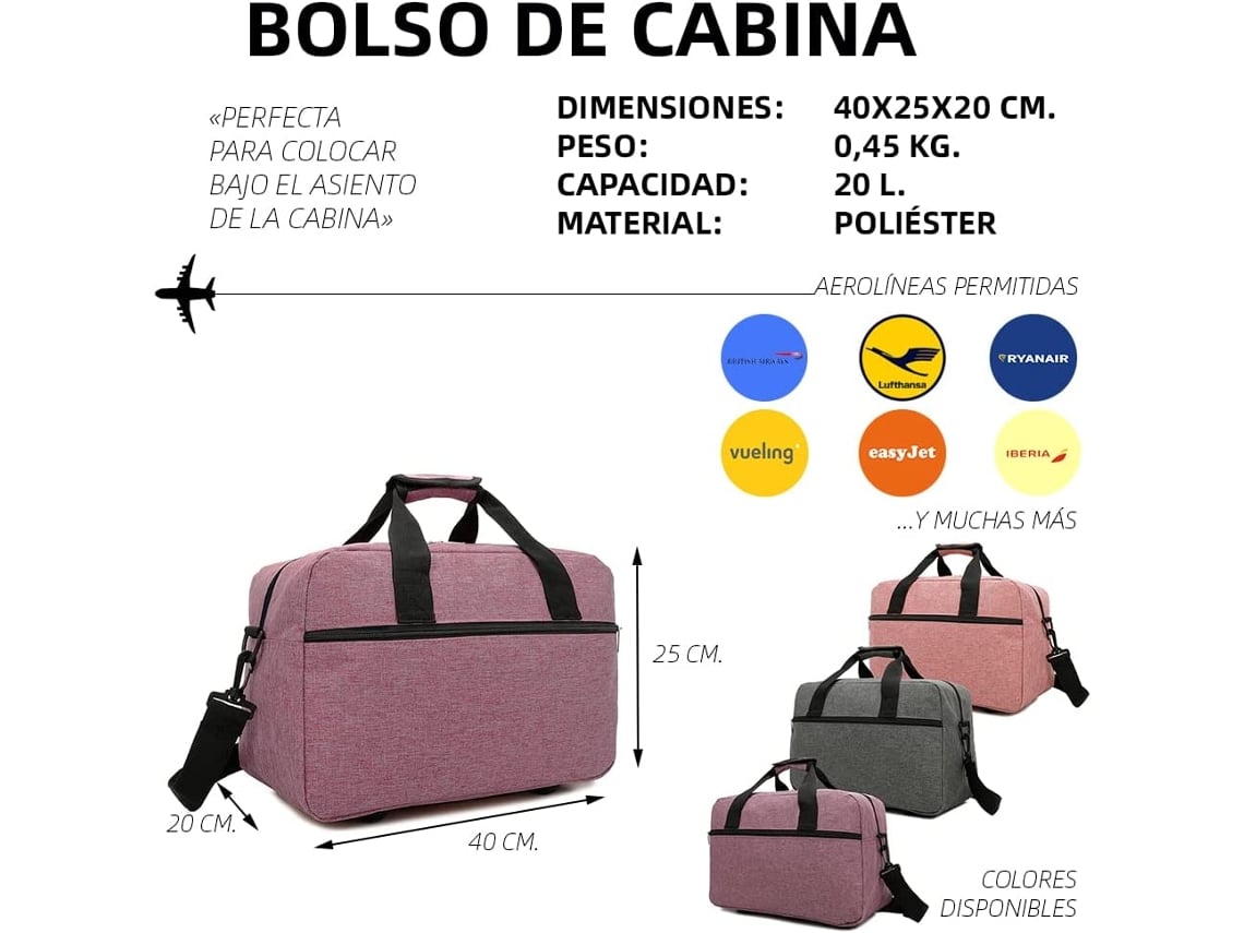 Bolsas de Viaje de Cabina RAYKONG Ryanair Morado 40x20x25 cm 20 L Worten.es