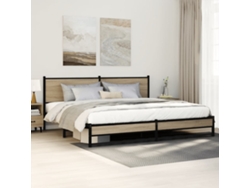 Estructura De Cama Sin Colchón Metal Roble Sonoma 193x203 Cm